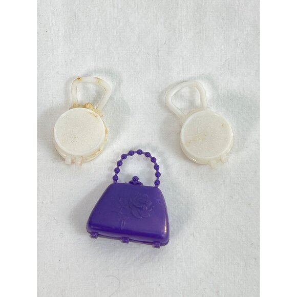 Vintage 60s Barbie Mini Purple Doll Purse & White Accessories Made In Hong Kong - Picture 1 of 6